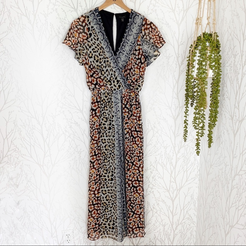 NWOT EXPRESS Mixed Animal Print Wrap Jumpsuit XS